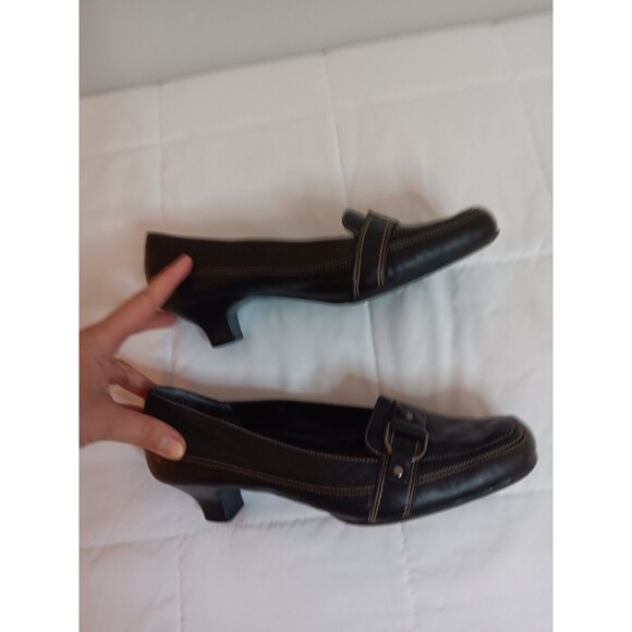 AEROSOLES LATCH BOX BLACK LEATHER WOMANS PUMPS HEELS SZ 9 - Picture 5 of 7